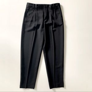 Black Slim-Fit Pleated Trousers Cigarette Pants